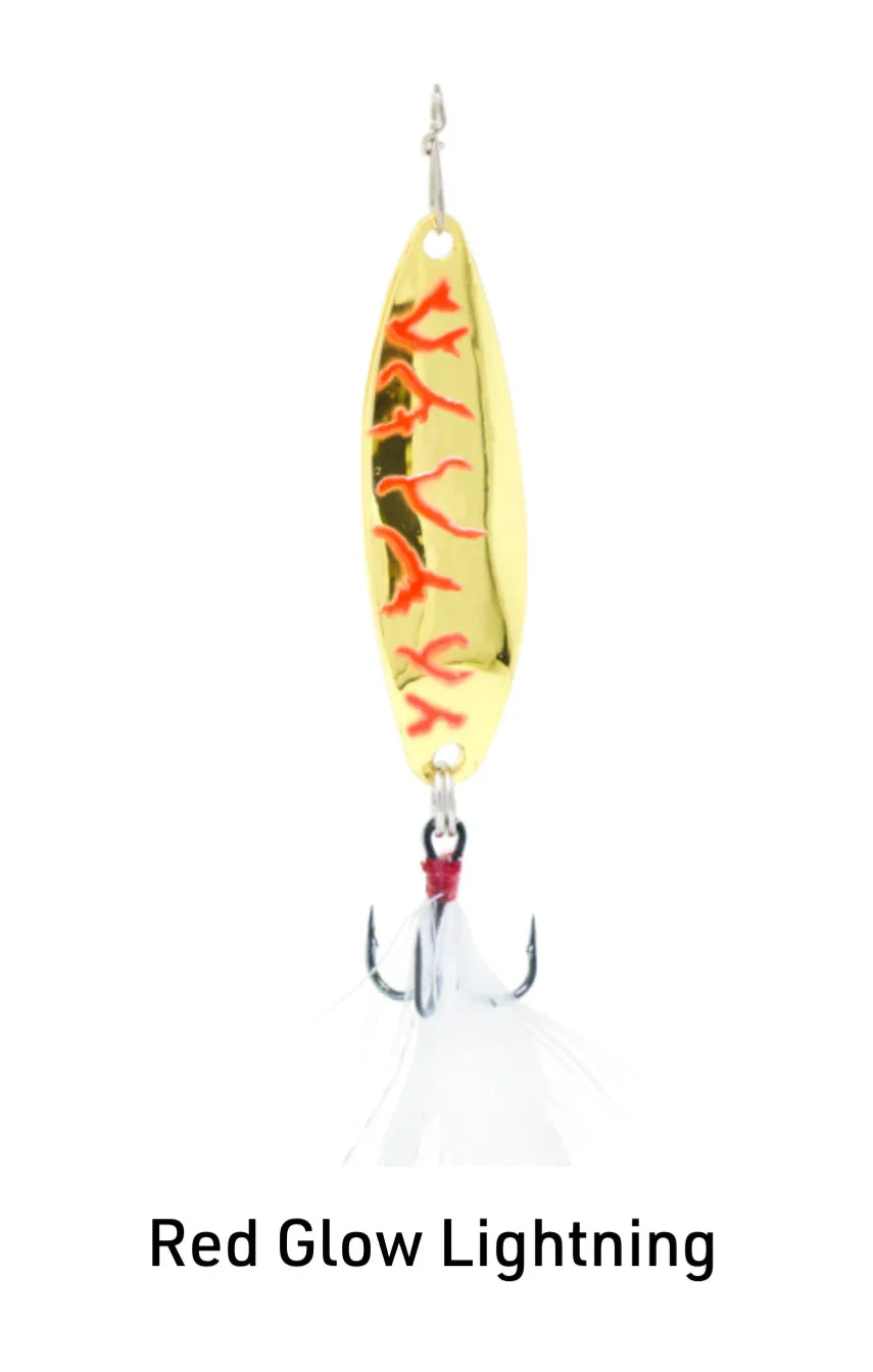 fish lure on clam Clam Leech Flutter Spoon-Red Gold