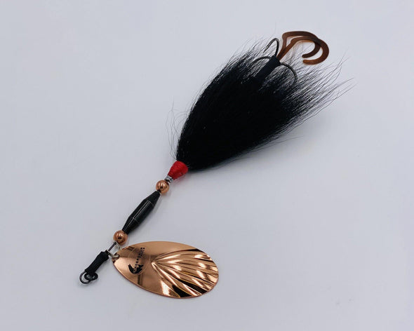 Copper/Black This is the Marvin Bucktail version of the fluted #7 bladed bait from Pandemonium Tackle. This bait is built with the same Roswell flexible wire that has made their leaders popular. The non kink wire allows the lure to withstand the punishment of many musky catches. This bait can take the abuse of multiple big musky!